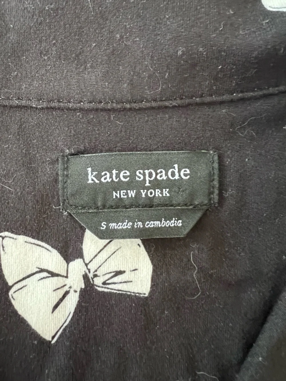 Kate Spade Black White Bow Short Sleeved Pajama Set Dream a Little Dream, size S